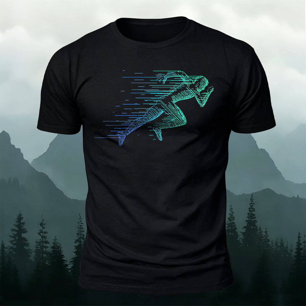 Simple Rapid Running Print Casual Breathable T-Shirt