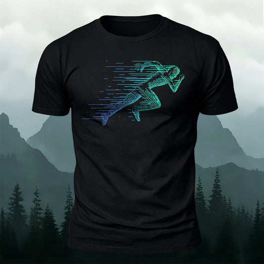 Simple Rapid Running Print Casual Breathable T-Shirt