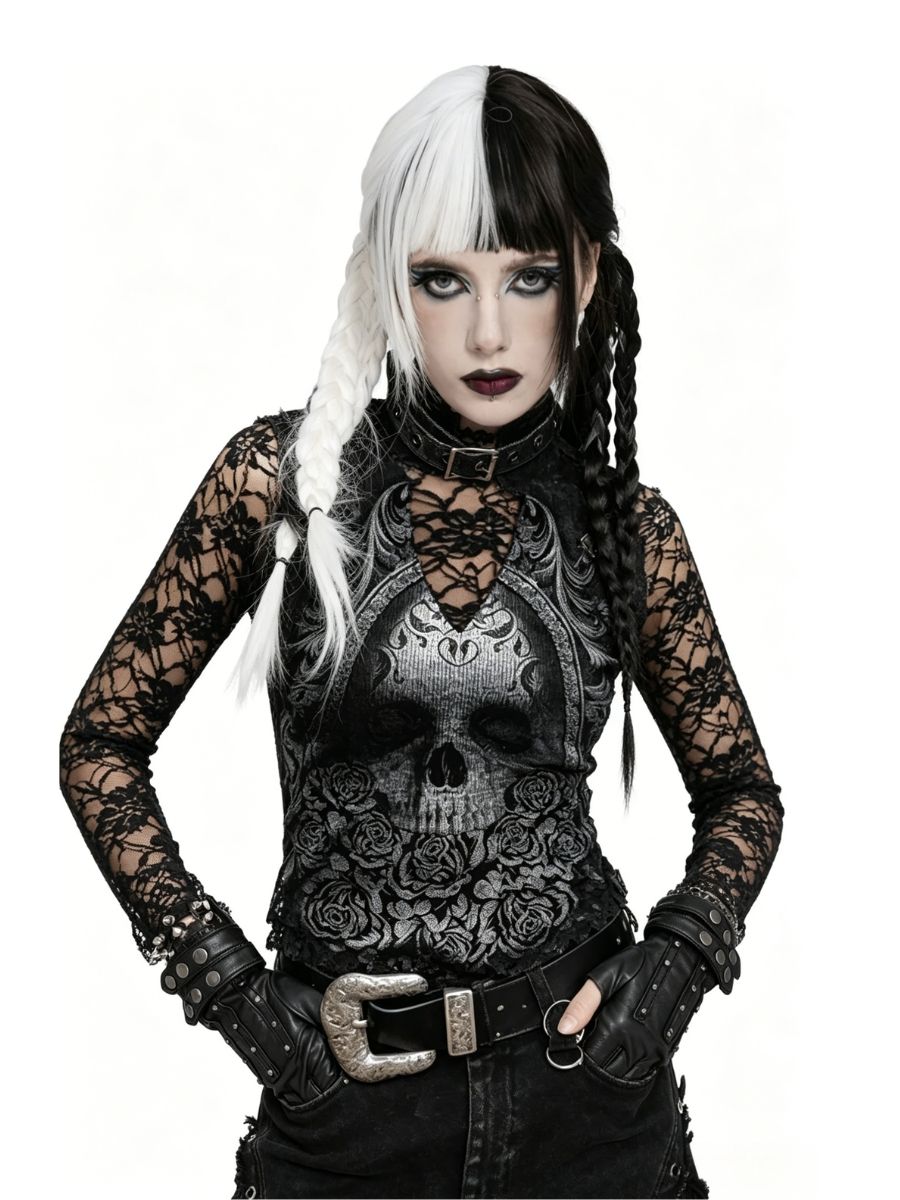 Lace Skull Print Women's T-shirt