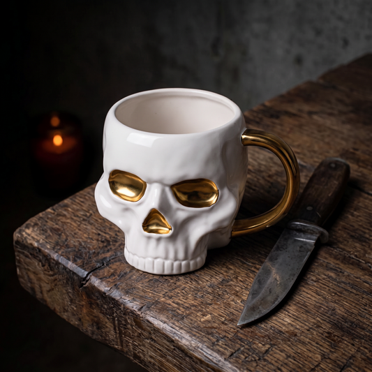 Ceramic Golden Accent Skull Mug