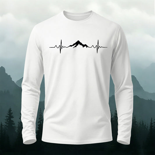 Minimalist Line Print Casual Long-Sleeve 100% Cotton T-Shirt
