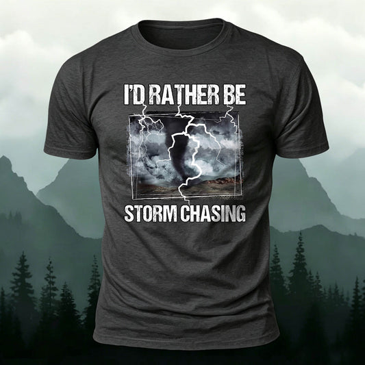 100% Cotton Vintage Storm Chaser Graphic Casual Tee