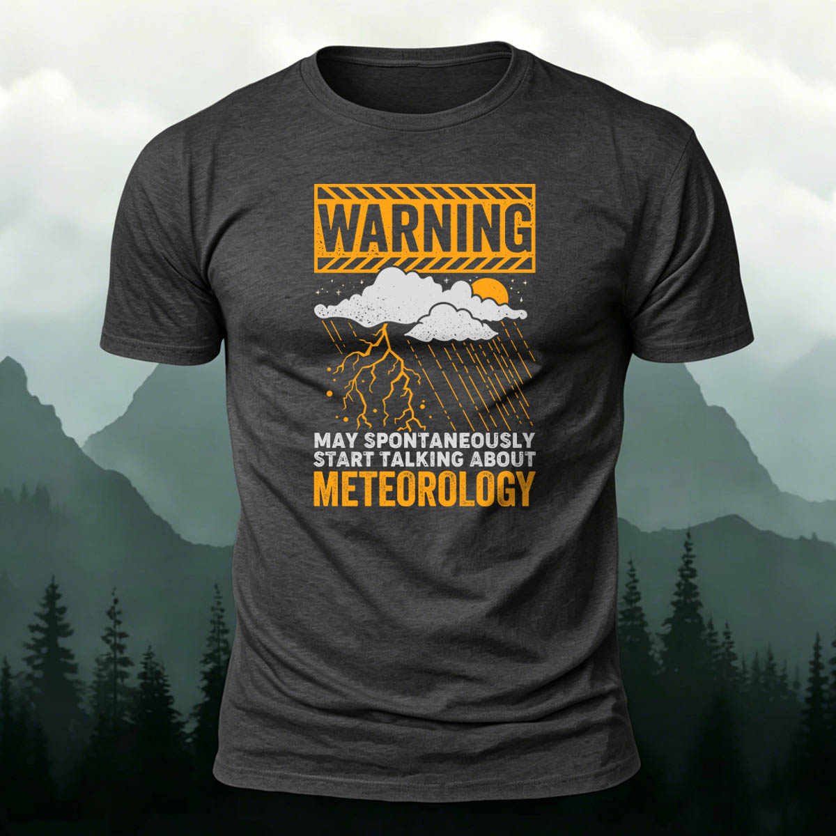Cotton Funny Warning Meteorology Storm Graphic Tee