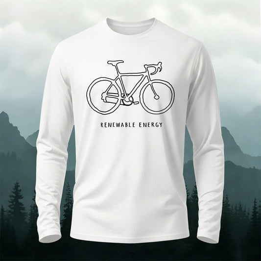 Bicycle Print Pattern Casual Long-Sleeve 100% Cotton T-Shirt