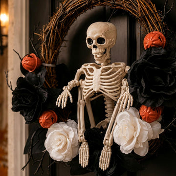 Rattan Skeleton Rose Halloween Wreath