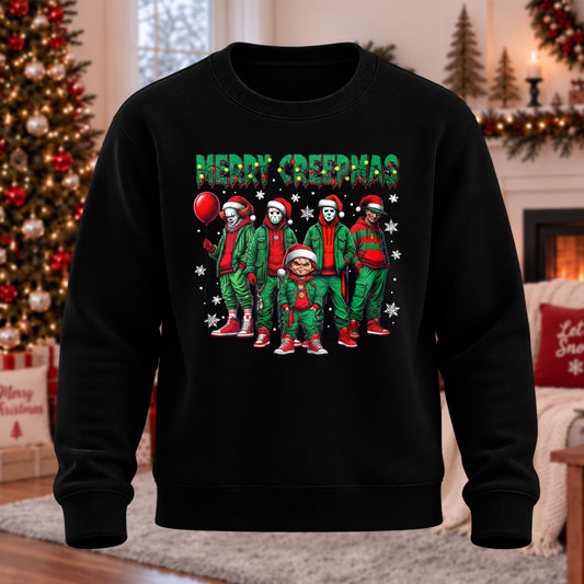 Merry Creepmas Printed Round Neck Sweatshirt