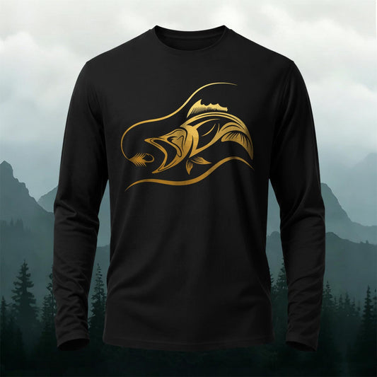 Fish Print on the Chest Pattern Style Long-Sleeve T-Shirt