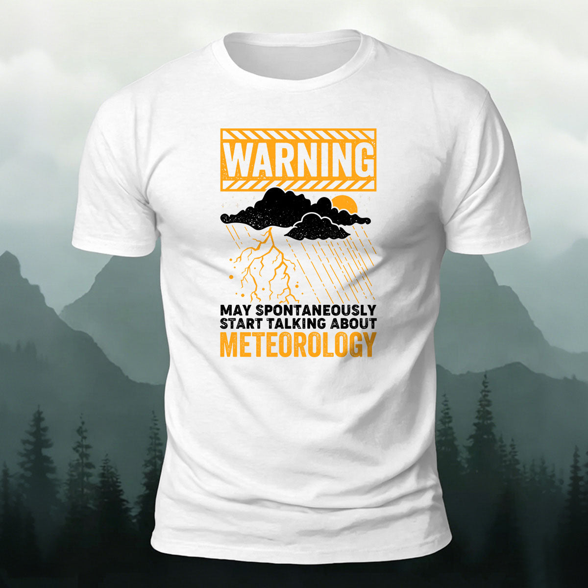 Cotton Funny Warning Meteorology Storm Graphic Tee