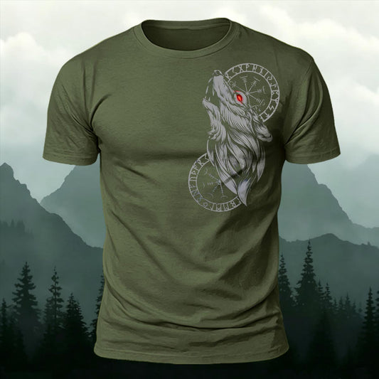 Howling Wolf Totem Printed Short Sleeve T-Shirt
