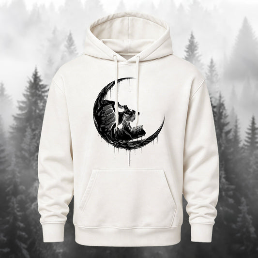 Cotton-Blend Dark Skull-Print Casual Hoodie