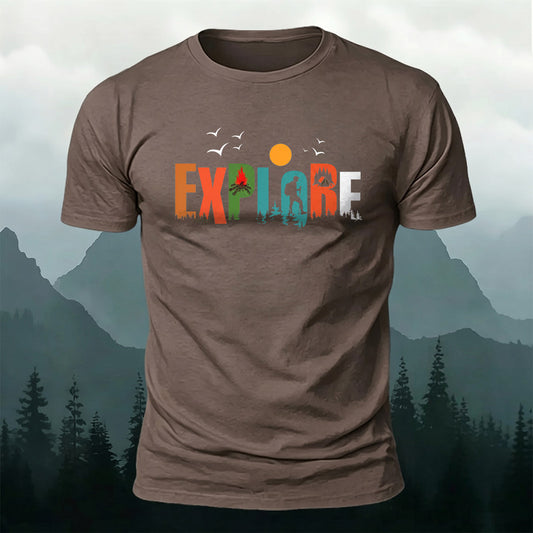 Premium Cotton Explore Print Casual T‑Shirt