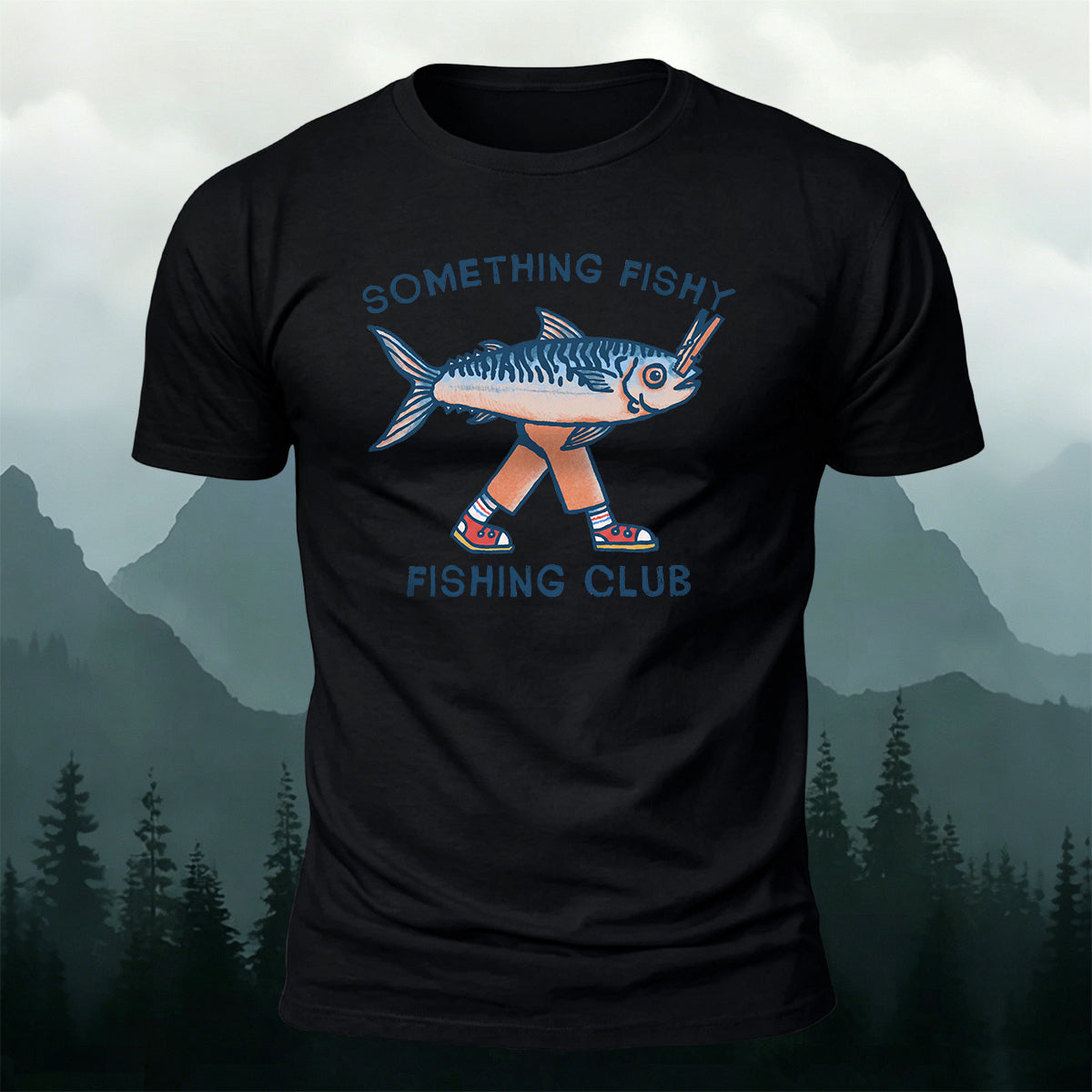 Fishing Club Printed Casual Versatile Cotton T-Shirt