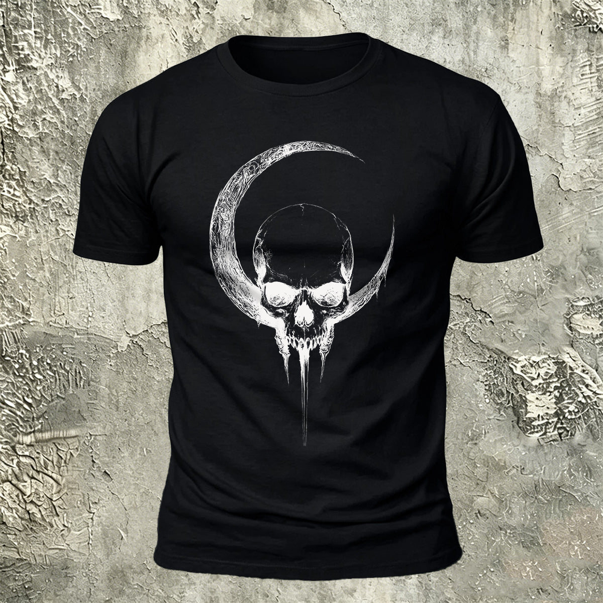 Moon Skull Print Casual 100% Cotton T-Shirt