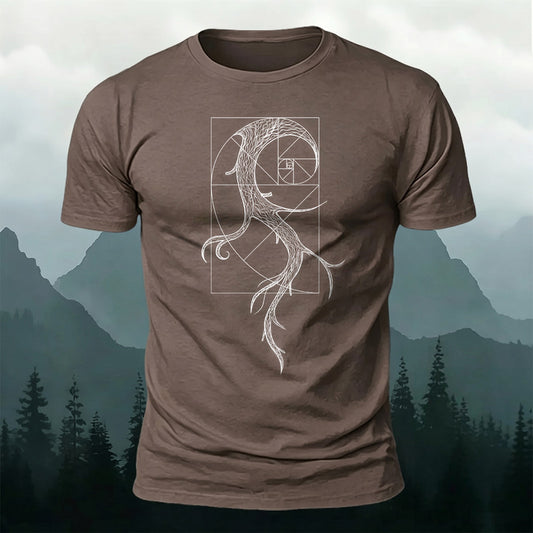 Premium Cotton Golden Ratio Print Casual T‑Shirt