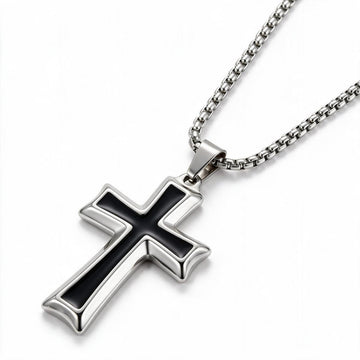 Stainless Steel Enamel Cross Pendant Necklace