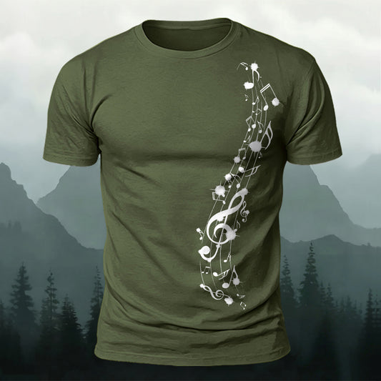 Musical Staff Wave Printed Short Sleeve T-Shirt