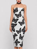 Dark Gothic Butterfly-Print Sexy Bodycon Skirt