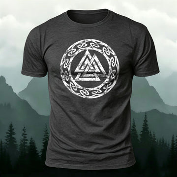 Viking Totem Printed Short Sleeve T-Shirt