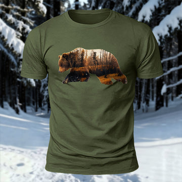 Brown Bear Printed Short Sleeve T-Shirt