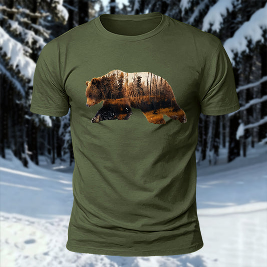 Brown Bear Printed Short Sleeve T-Shirt