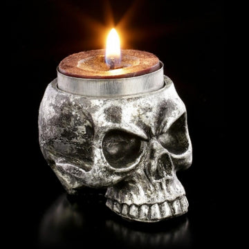 Resin Antique Skull Candle Holder