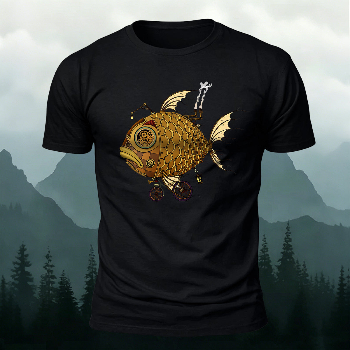 Clownfish Submarine Print Casual Cotton T-Shirt