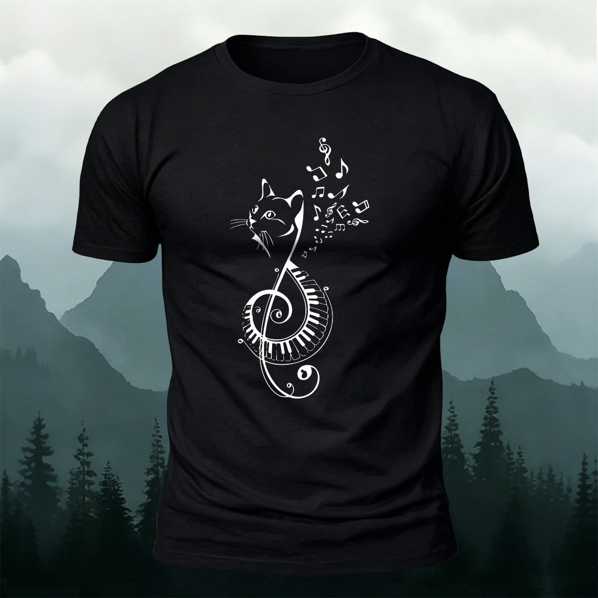 Cotton Cute Cat Music Note Versatile T-Shirt