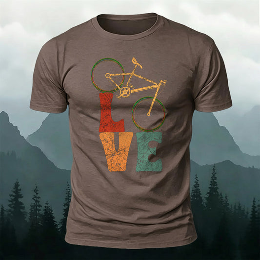 Premium Cotton LOVE Bicycle Print Casual T‑Shirt