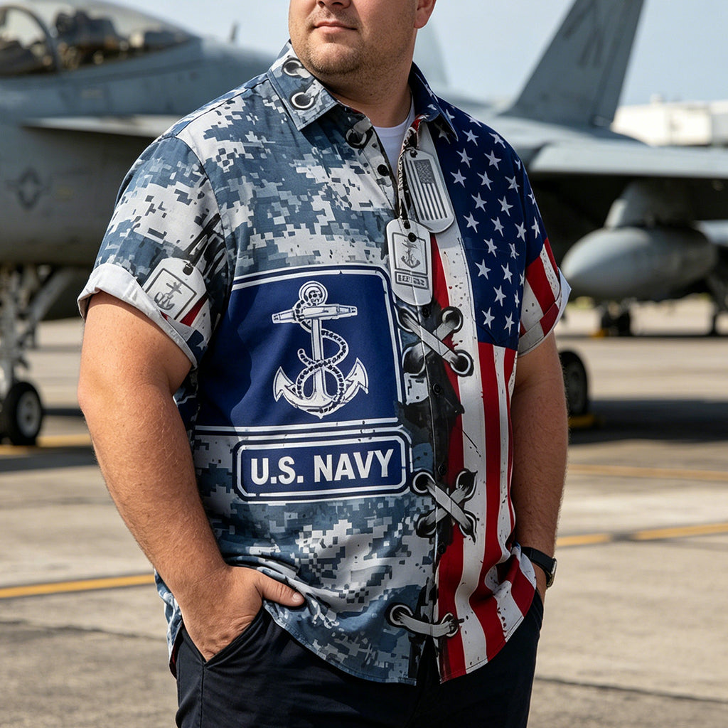 American Retro Camouflage Print Casual Shirt