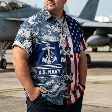 American Retro Camouflage Print Casual Shirt
