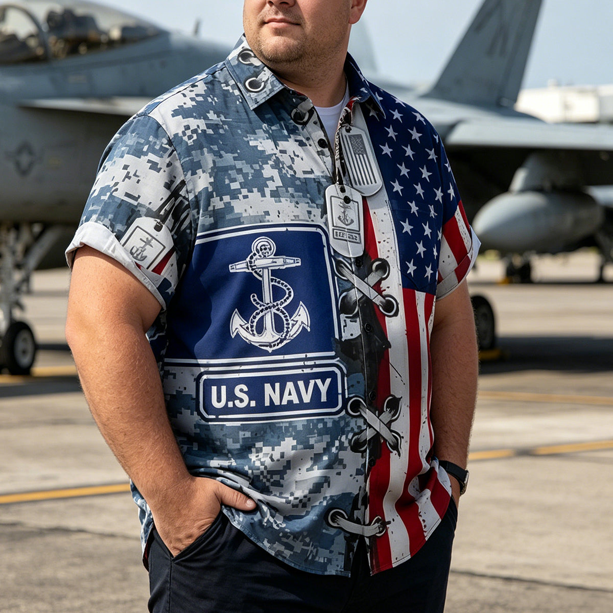 American Retro Camouflage Print Casual Shirt