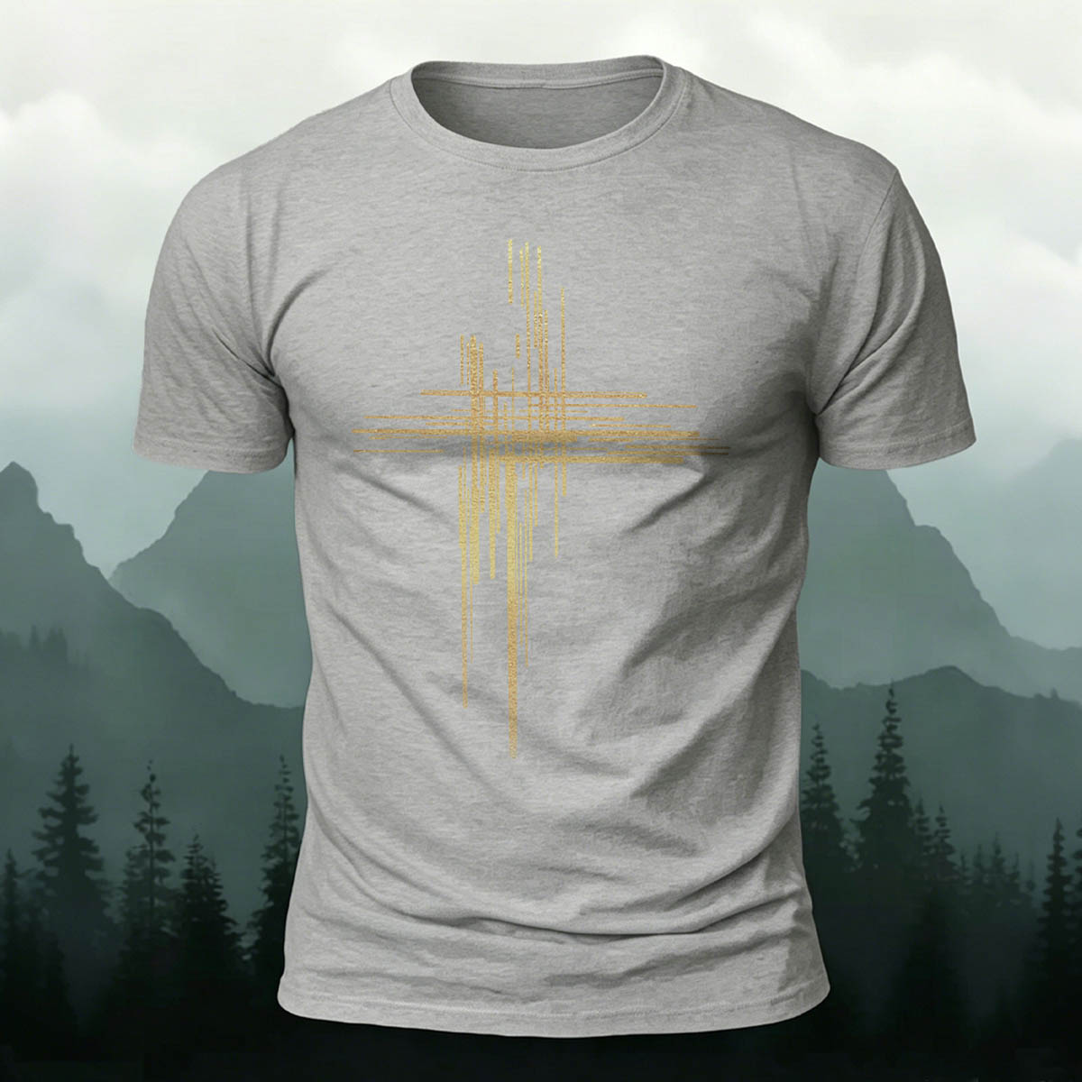 Simple Line Casual Crew Neck Premium Cotton T-Shirt