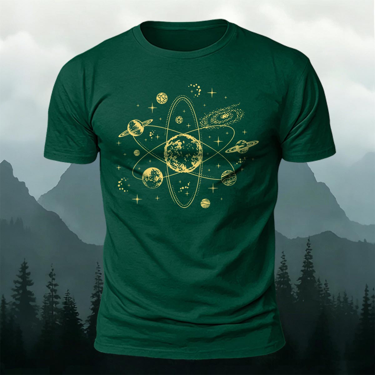 Dreamy Space-Themed Print Casual Cotton T-Shirt