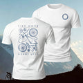 Bicycle Parts Print 100% Cotton Casual T-Shirt White
