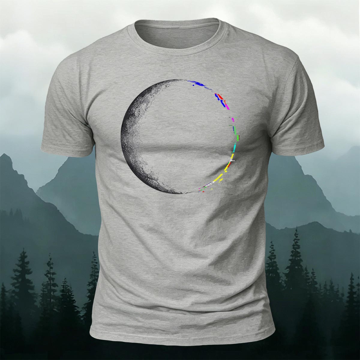 Lunar Eclipse Fashion Print Casual Cotton T-Shirt