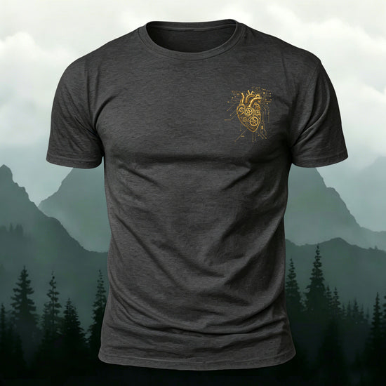 Mechanical Heart Premium Cotton fashionable T-Shirt Dark Grey