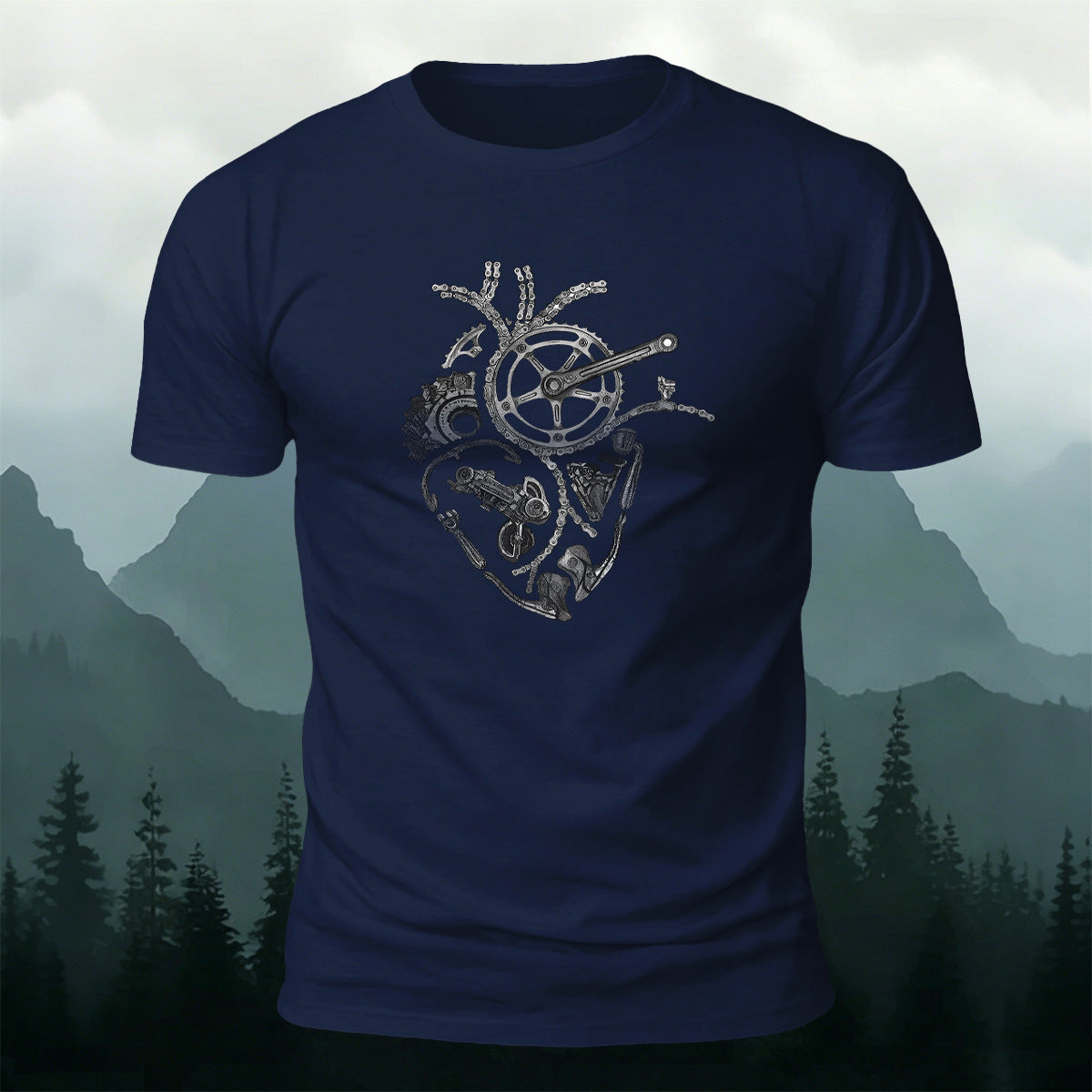 Musical Instruments and Hearts Fun Print Cotton T-Shirt Navy