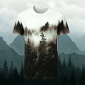 Forest Night Print Casual Cotton T-Shirt