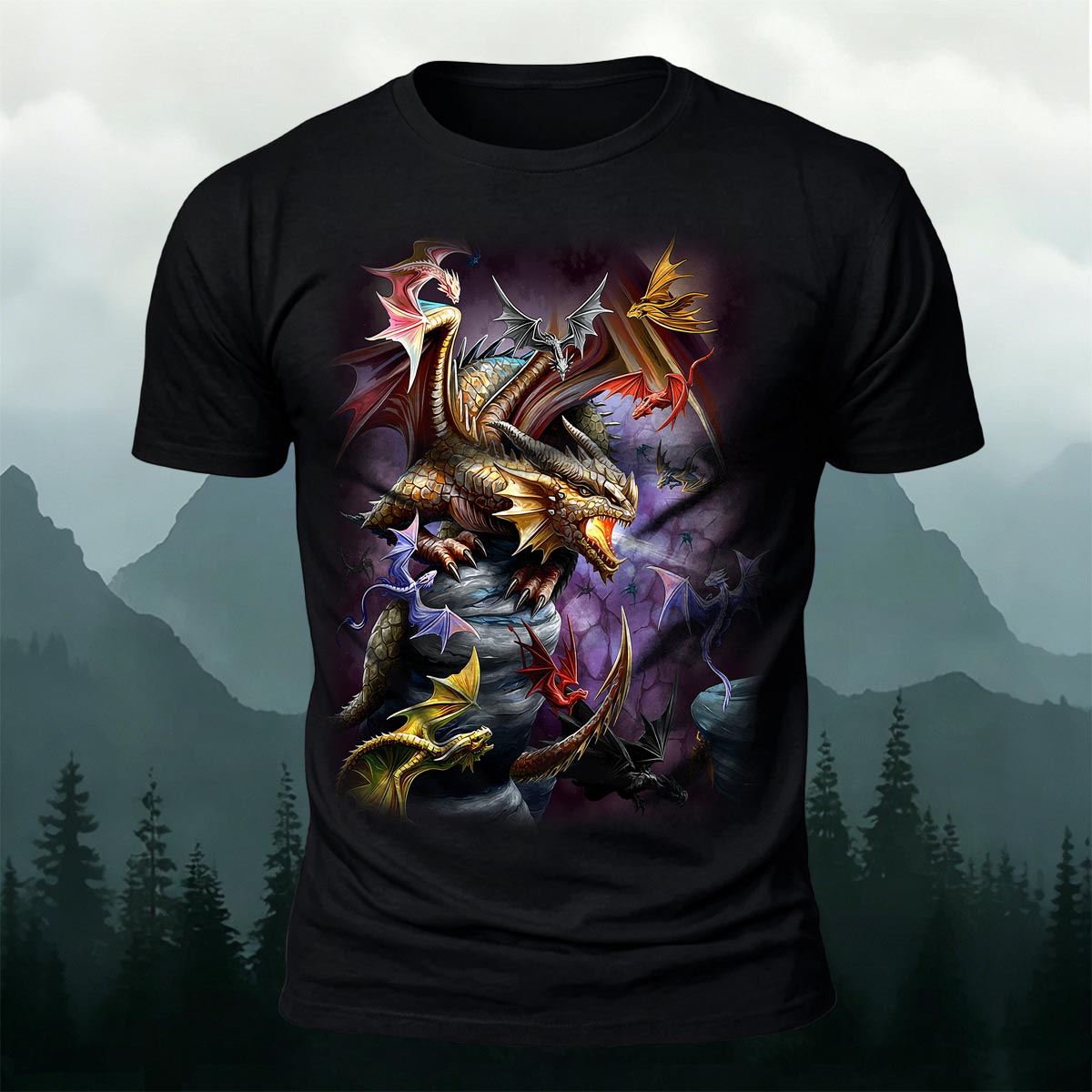 Western Dragon Fantasy Art Breathable Cotton T-Shirt