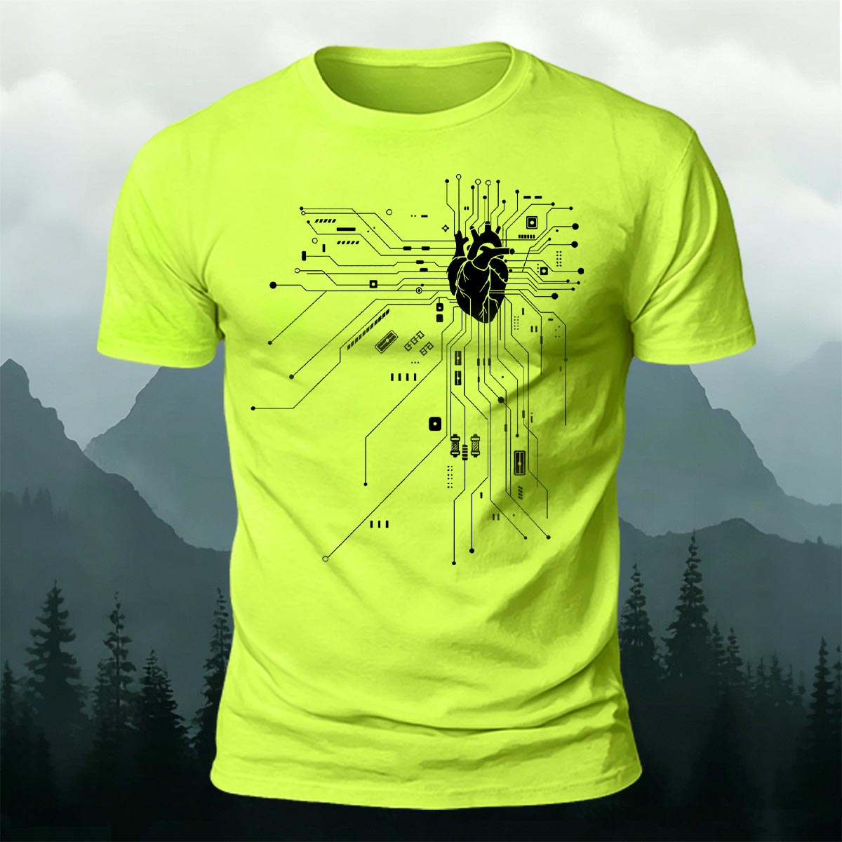 Creative Heart Pattern Combed Cotton T-Shirt