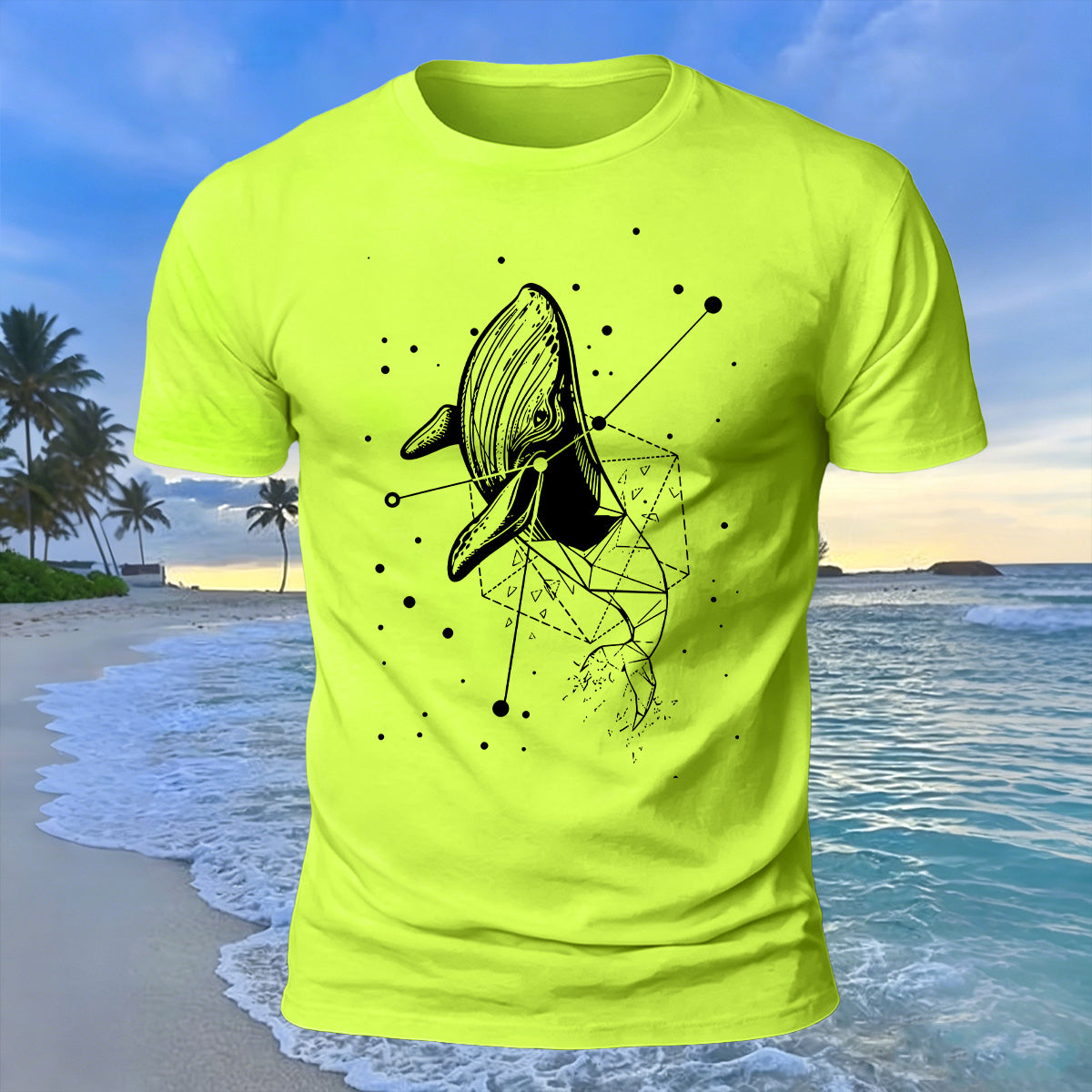 Whale Geometric Print 100% Cotton Soft-Touch T-Shirt