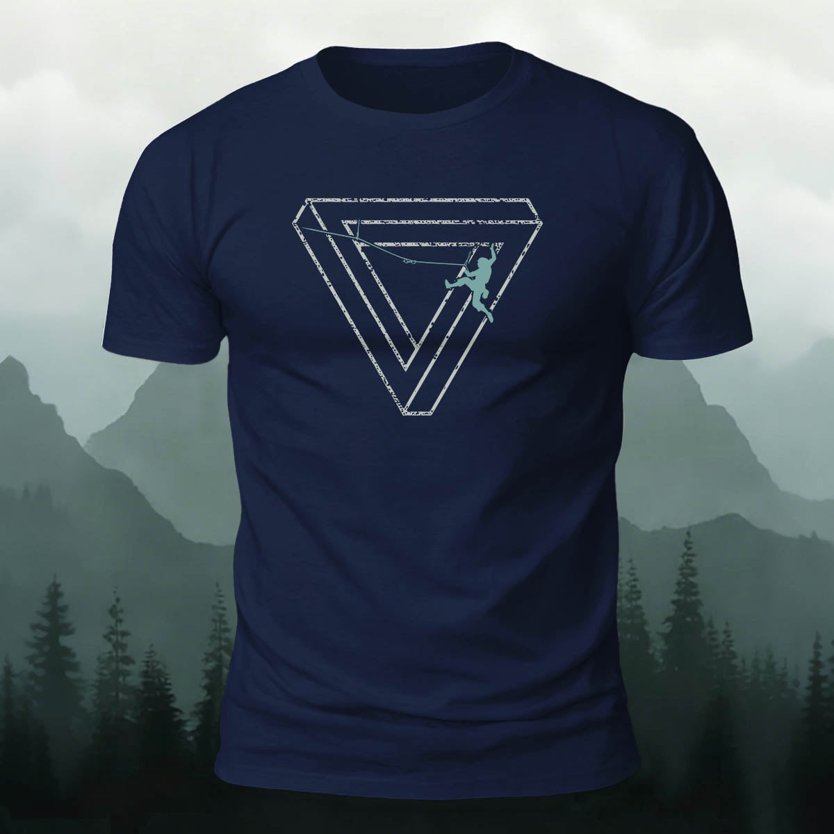 Hiking-Inspired Geometric Print Cotton T-Shirt