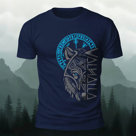100% Cotton Viking Rune Wolf Graphic Trendy T-Shirt