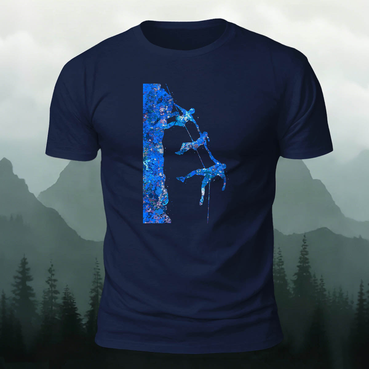 Adventure and Hiking Blue Printed Cotton T-Shirt
