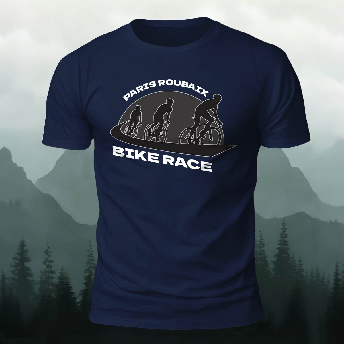 Bike Race Print Casual Versatile Cotton T-Shirt