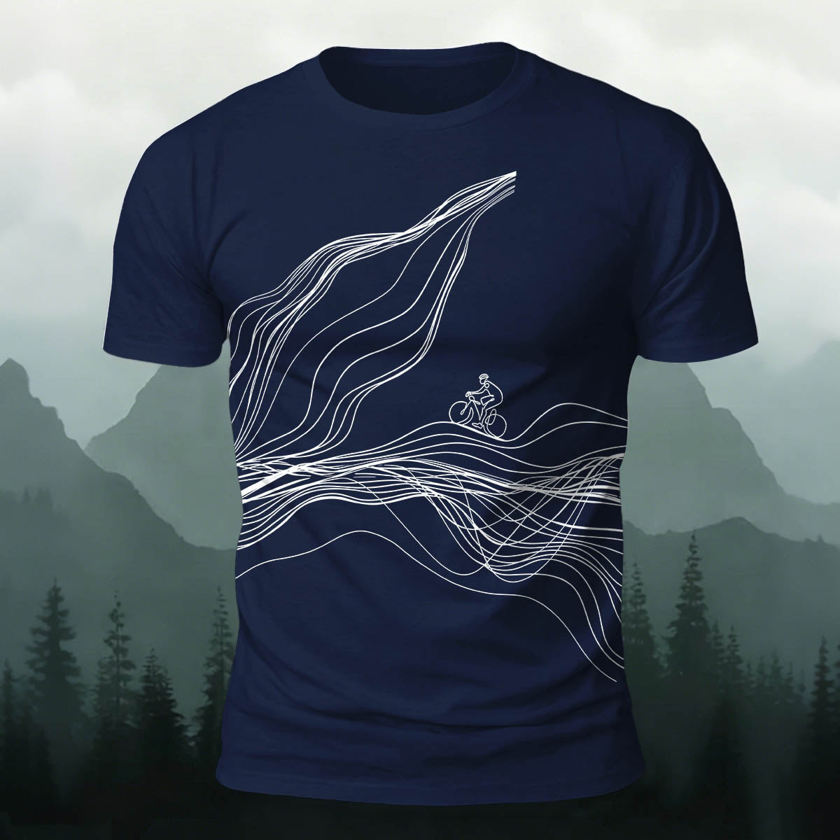Sublimation  Line Art Cycling Graphic Casual Tee