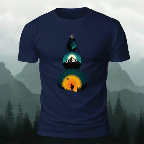 Art of the Snow-Capped Peaks Printed Casual Cotton Tee