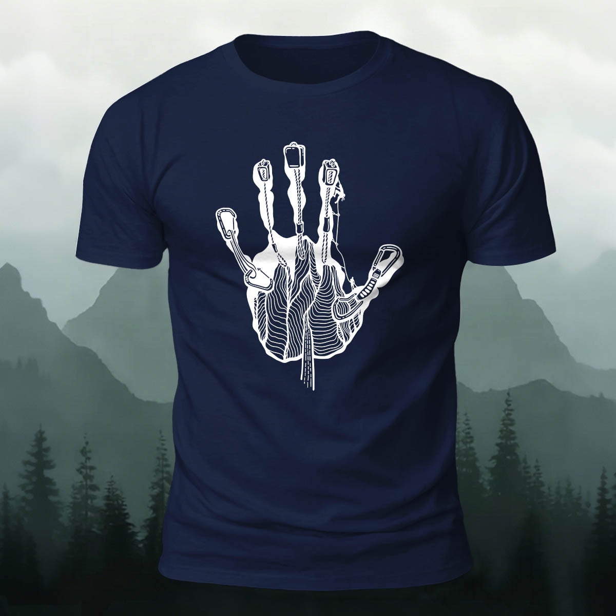 Rock Climbing Handprint Casual 100% Cotton T-Shirt