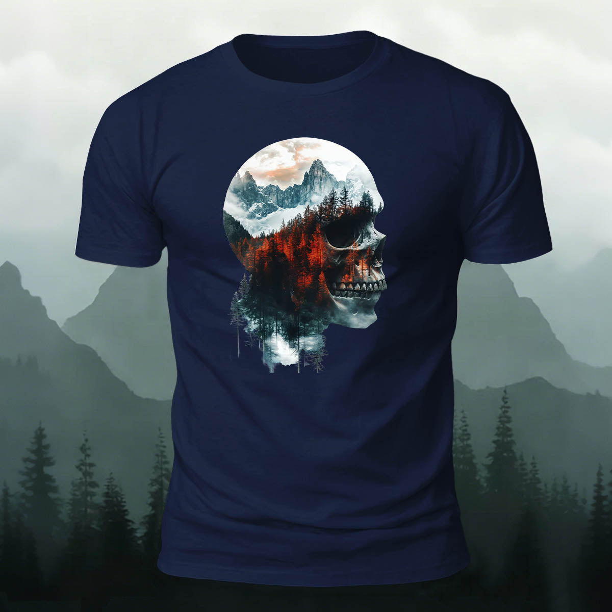 Skull Art Landscape Print Unisex Cotton T-Shirt