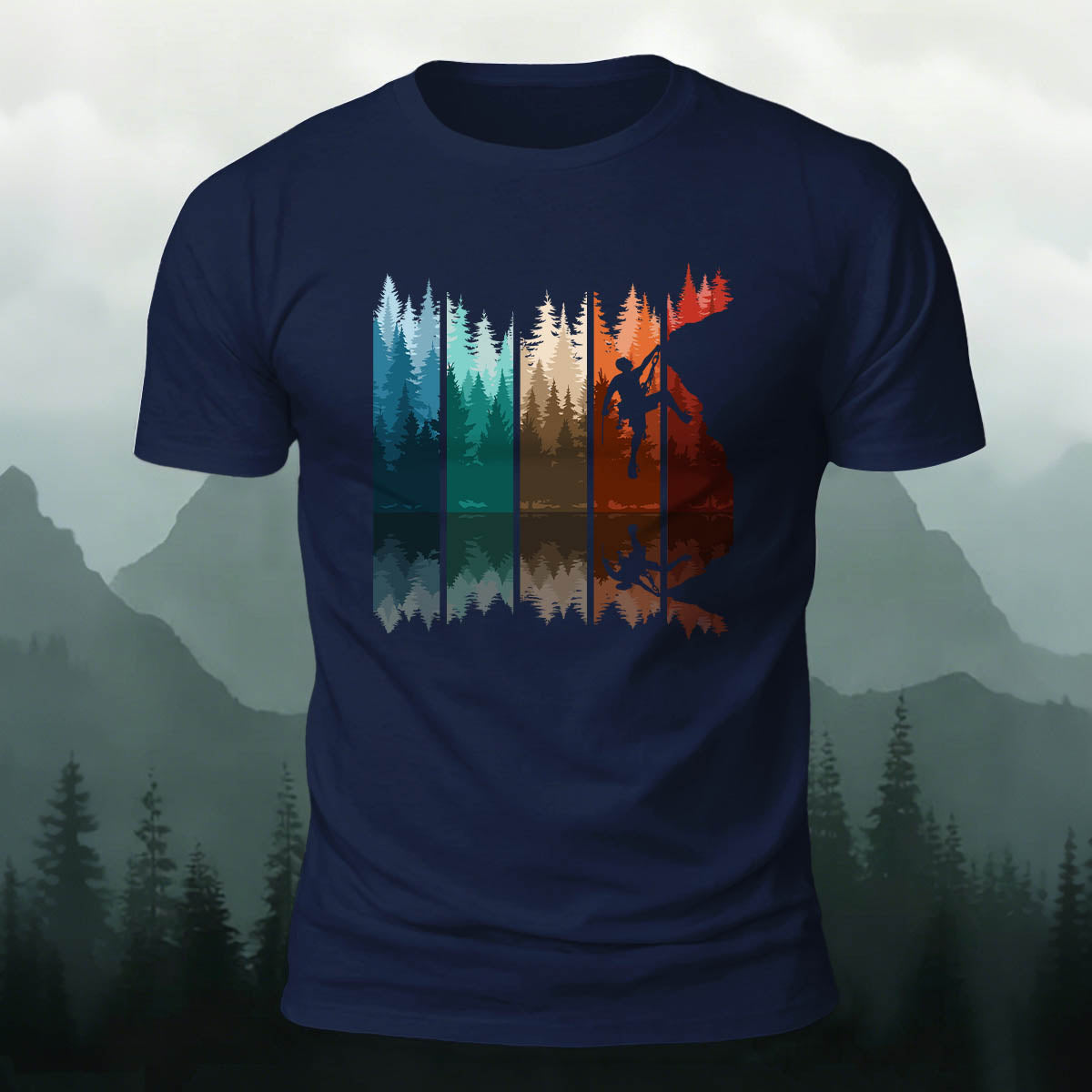 Colorful Adventure Mountain Print Outdoor Cotton T-Shirt